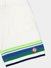 Casablanca White and Blue Stripe Knit Shorts