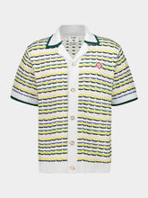 Casablanca Yellow and Green Tuck Stitch Cotton Button-Up Shirt