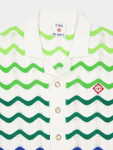 Casablanca Green Wave Short Sleeve Knitted Shirt