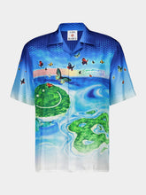 Casablanca Blue Beyond Destiny Silk Short-Sleeve Shirt