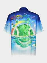 Casablanca Blue Beyond Destiny Silk Short-Sleeve Shirt