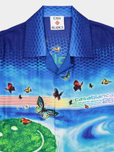Casablanca Blue Beyond Destiny Silk Short-Sleeve Shirt