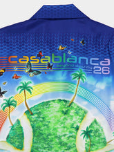 Casablanca Blue Beyond Destiny Silk Short-Sleeve Shirt