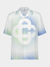 Casablanca Blue and Green Dots Cuban Collar Linen Shirt