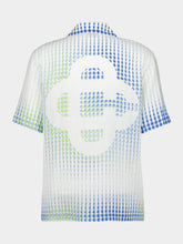 Casablanca Blue and Green Dots Cuban Collar Linen Shirt