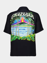 Casablanca Black Volcano Silk Short Sleeve Shirt