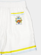 Casablanca White Tennis Landscape Silk Shorts