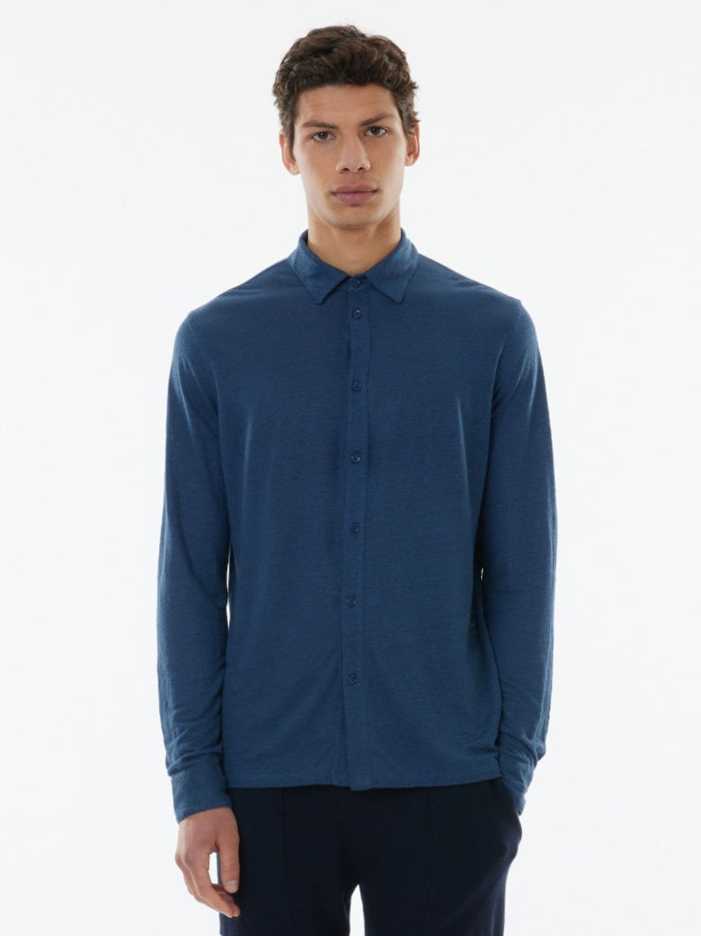 Taormina Blue Long-Sleeved Linen Shirt