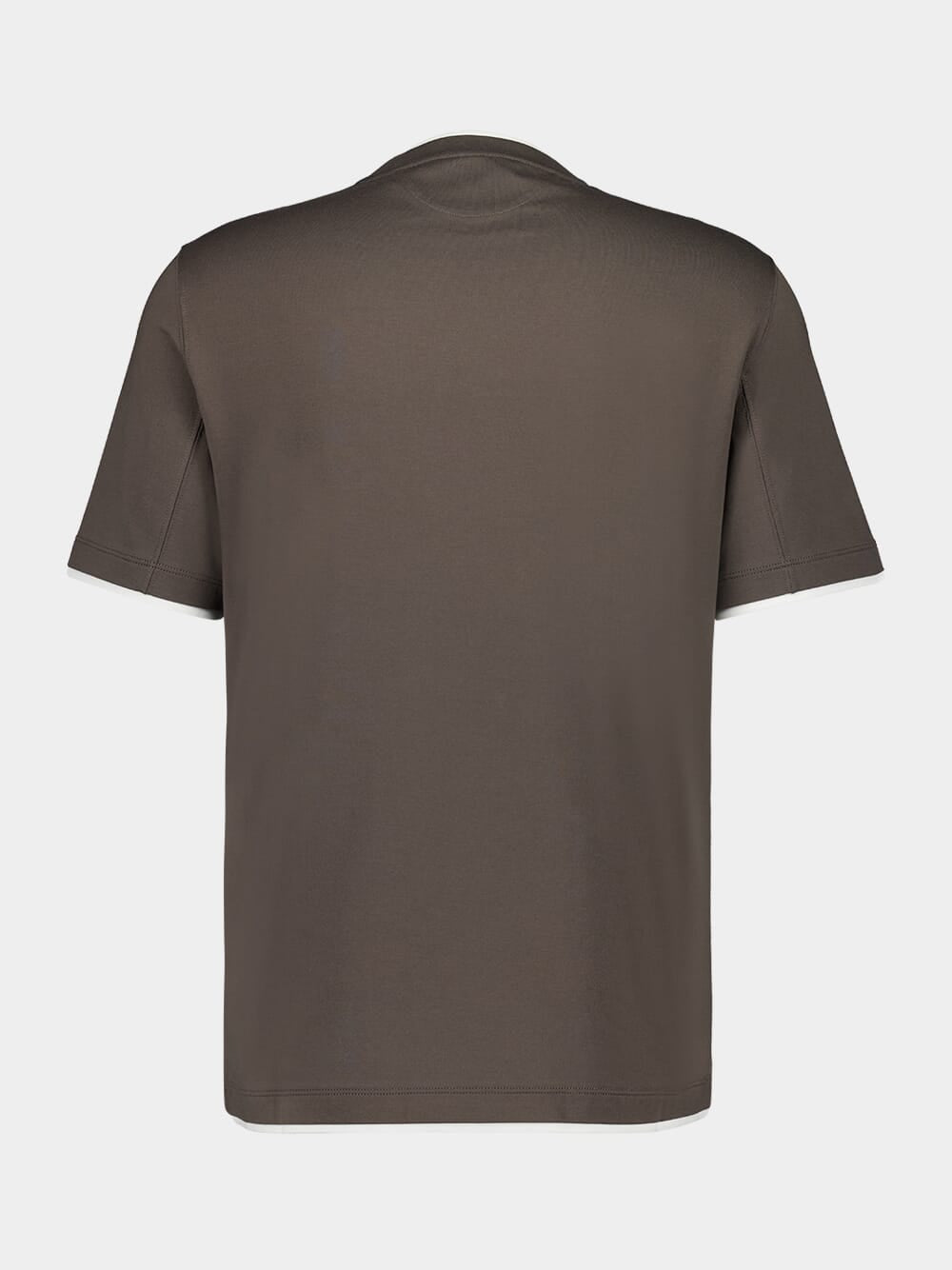 Brown Faux-Layered Cotton Crew-Neck T-Shirt