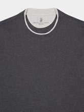 Brunello Cucinelli Dark Grey Faux-Layered Cotton T-Shirt