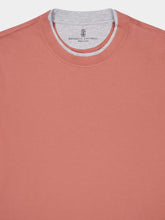 Brunello Cucinelli Grapefruit Faux-Layered Cotton Crew Neck T-Shirt