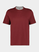 Brunello Cucinelli Red Cotton Jersey Faux-Layer T-Shirt