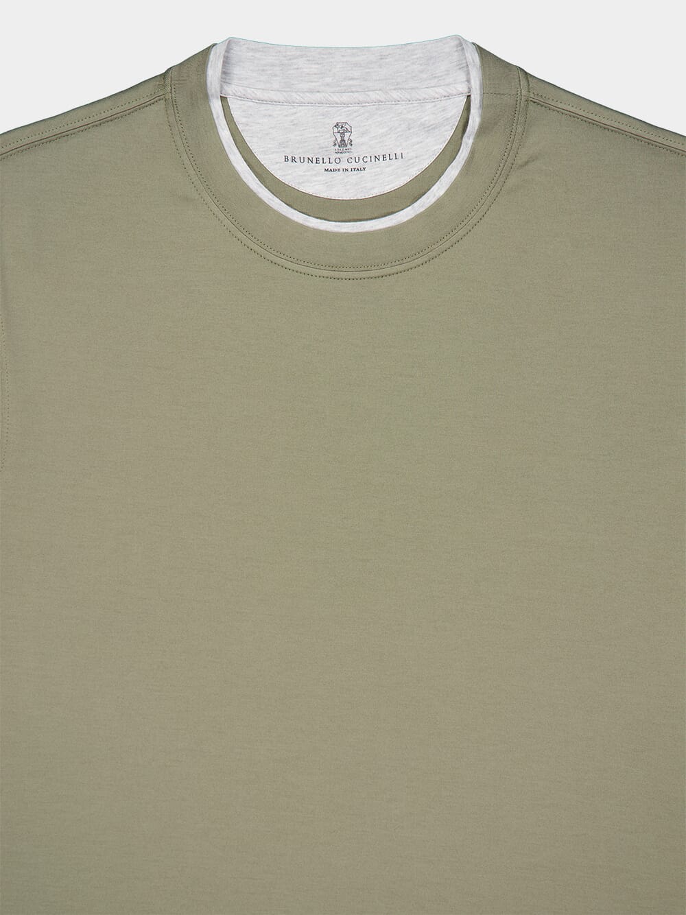 Green Cotton Jersey T-Shirt with Faux-Layering