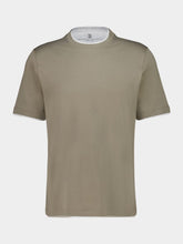 Brunello Cucinelli Khaki Faux-Layered Cotton T-Shirt