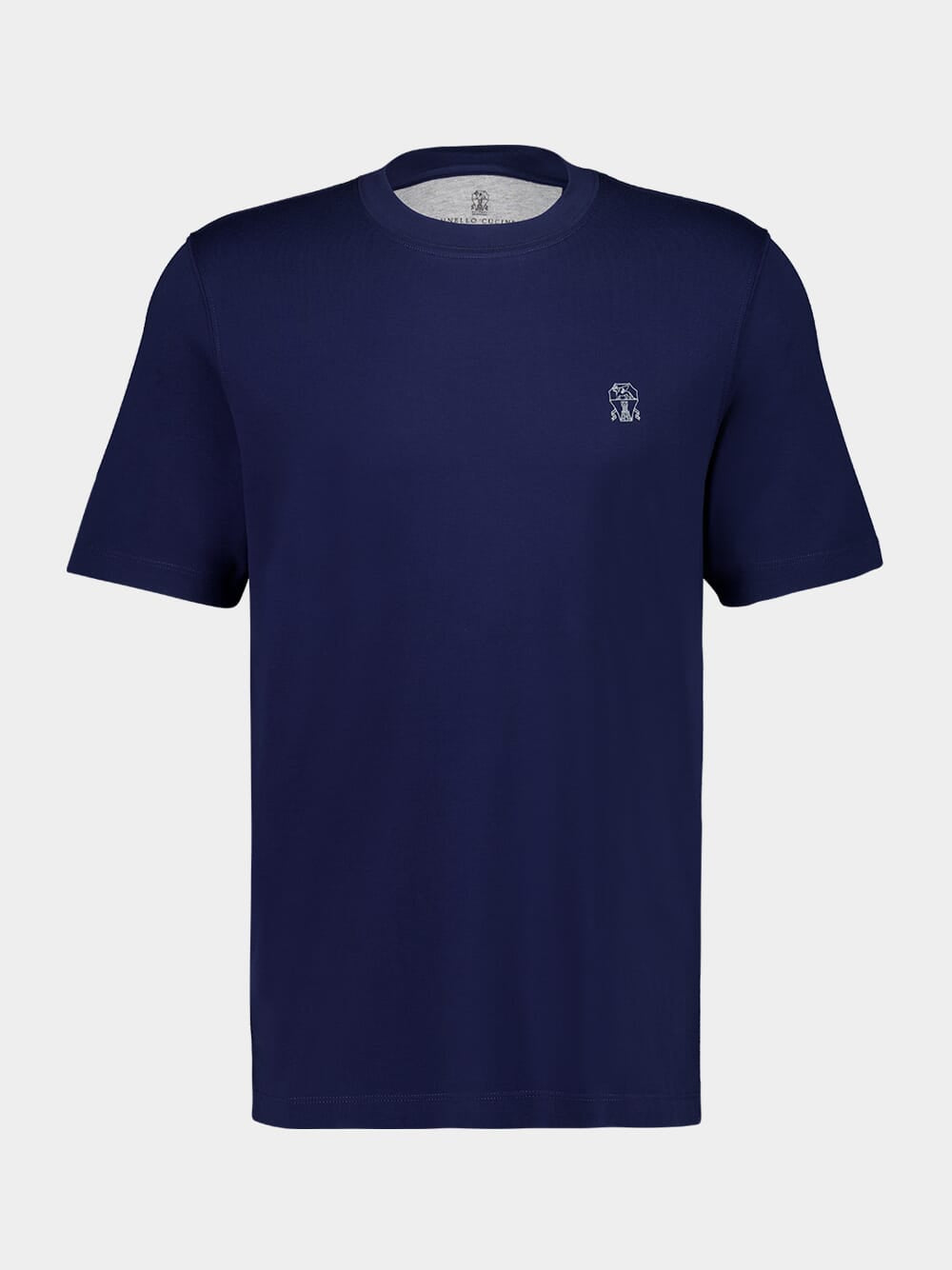 Dark Blue Cotton Crew-Neck T-Shirt with Logo