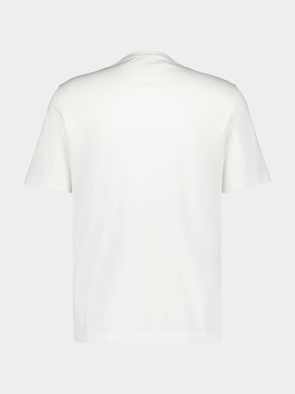 White Cotton Crew-Neck T-Shirt with Logo