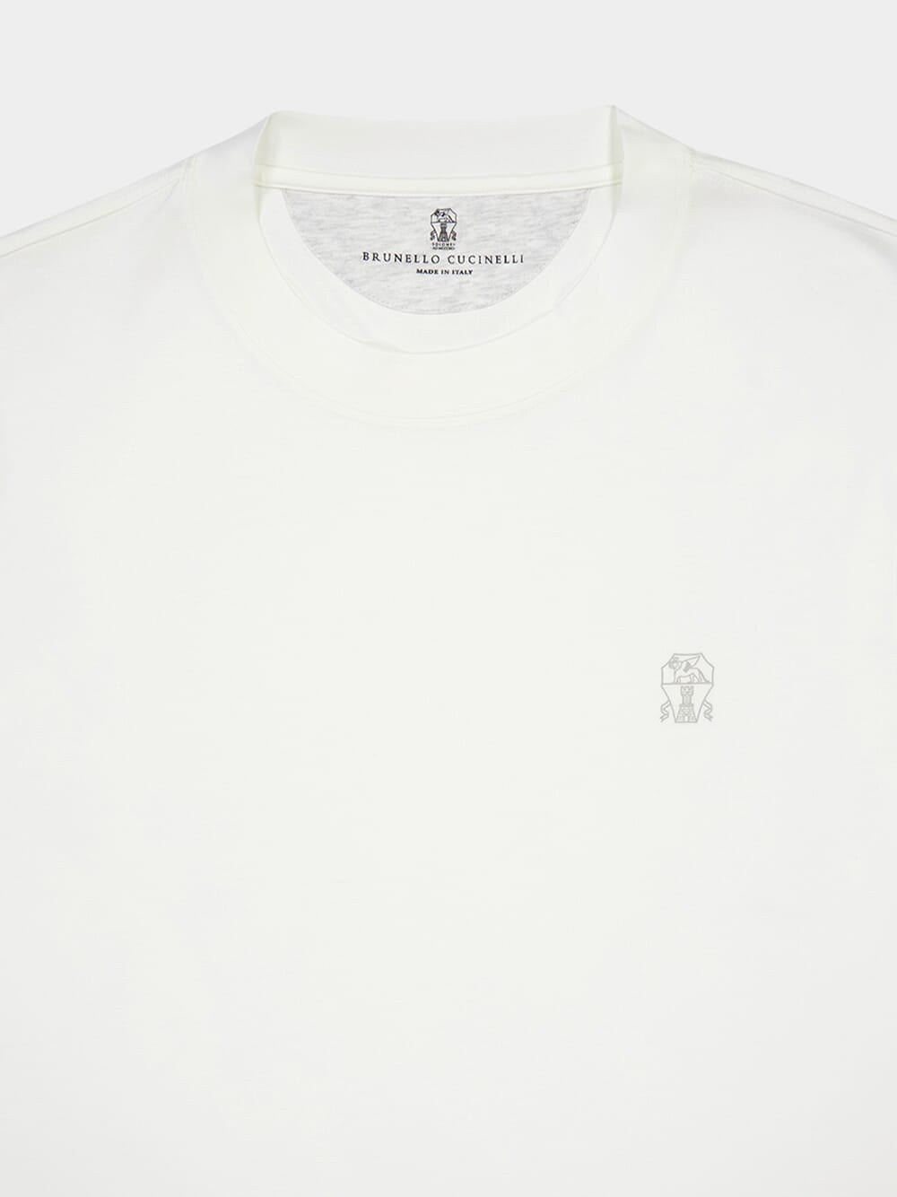 White Cotton Crew-Neck T-Shirt with Logo