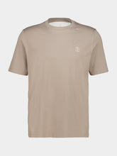 Brunello Cucinelli Stone Cotton Jersey Logo T-Shirt