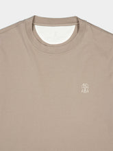 Brunello Cucinelli Stone Cotton Jersey Logo T-Shirt