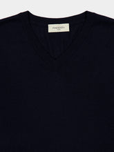 Piacenza 1733 Dark Blue Wool V-Neck Jumper