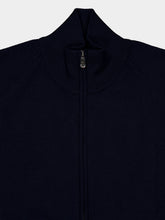 Piacenza 1733 Navy Blue Full-Zip Wool Cardigan
