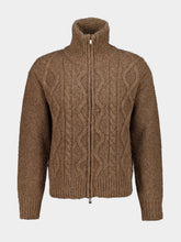 Piacenza 1733 Marron Brown Cable-Knit Wool Cardigan