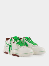 Off-White White and Green Out of Office Leather Sneakers