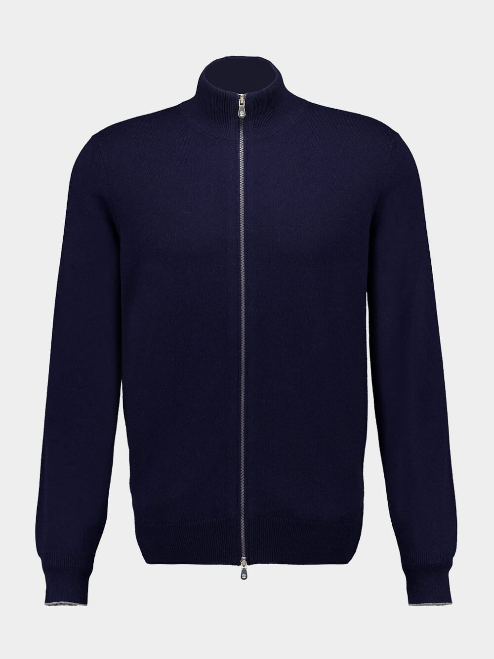 Navy Blue Cashmere Turtleneck Cardigan