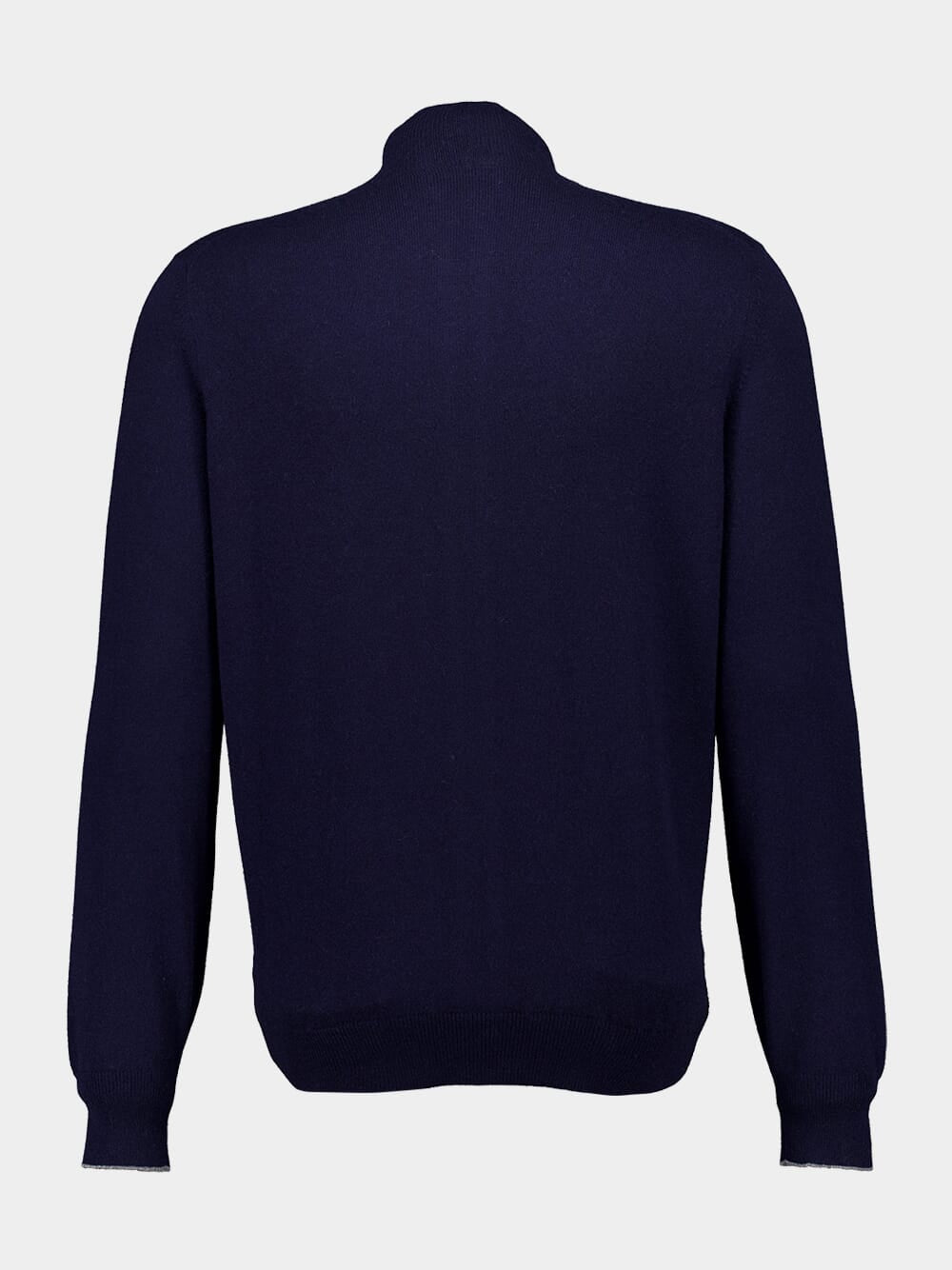 Navy Blue Cashmere Turtleneck Cardigan