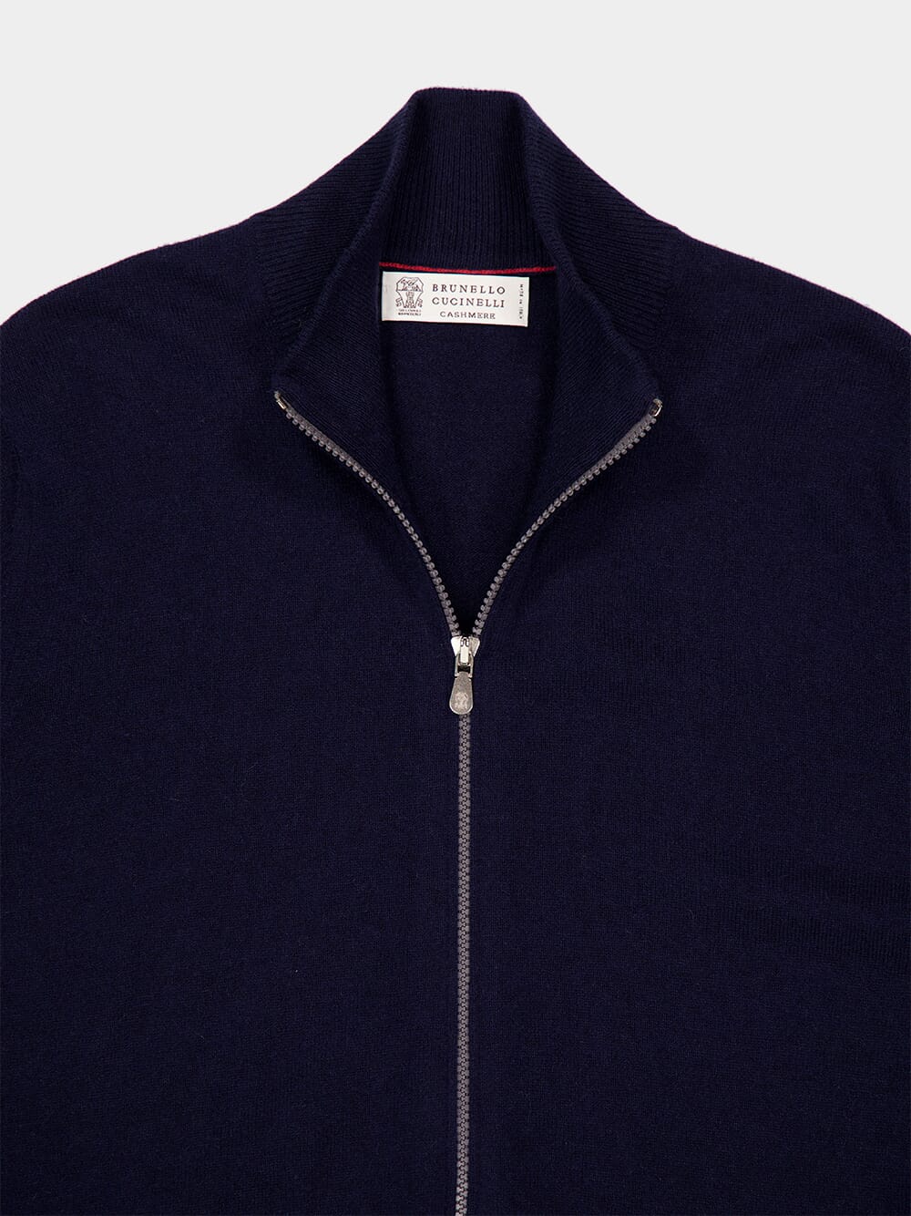 Navy Blue Cashmere Turtleneck Cardigan