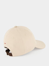 Brunello Cucinelli Beige Cotton Gabardine Cap with Red Logo