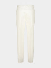 Brunello Cucinelli White Cotton Gabardine Pleated Trousers