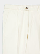 Brunello Cucinelli White Cotton Gabardine Pleated Trousers