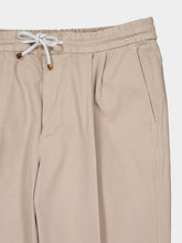 Brunello Cucinelli Beige Cotton Gabardine Drawstring Trousers