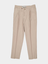 Brunello Cucinelli Beige Cotton Gabardine Drawstring Trousers