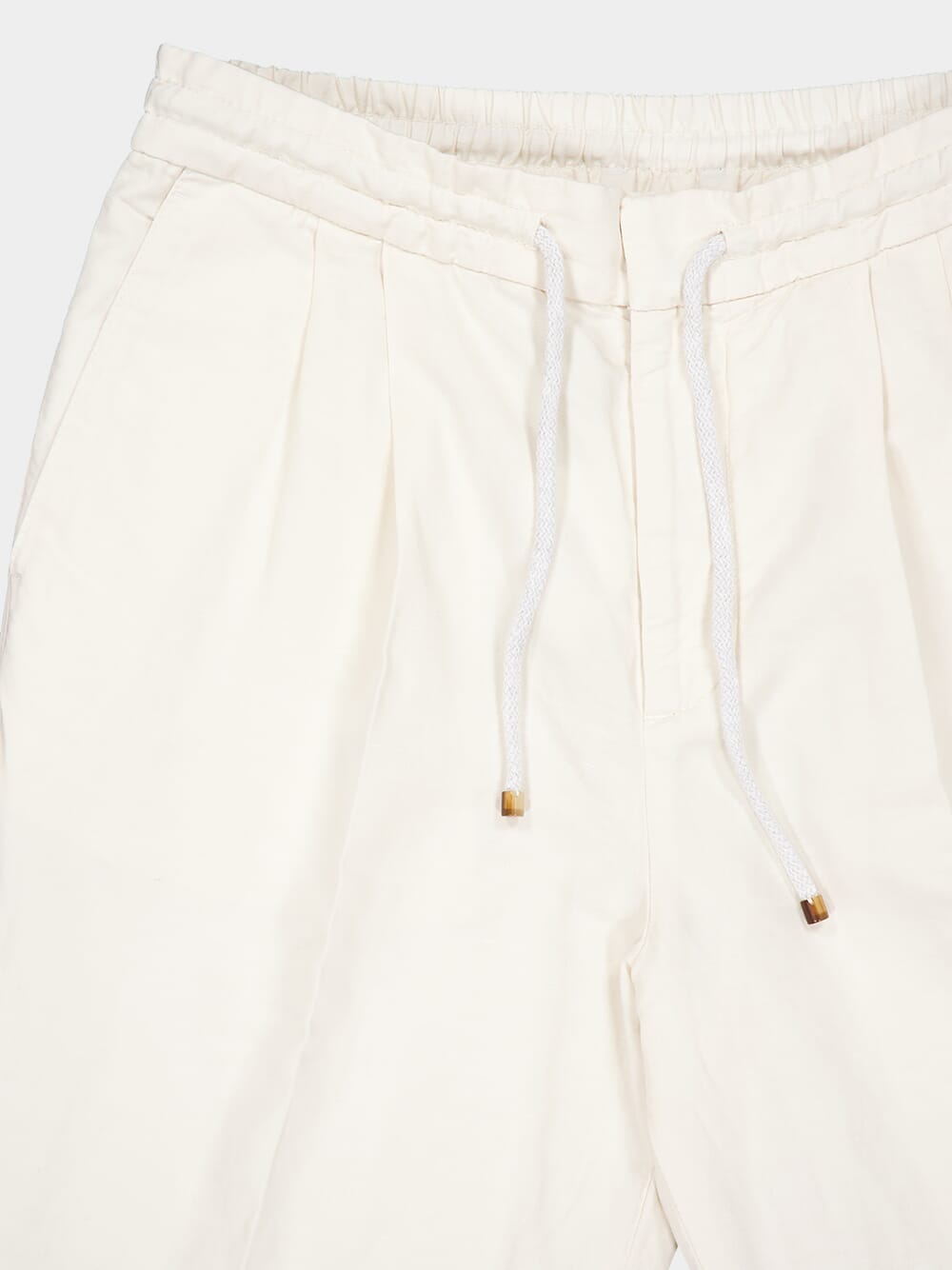 White Linen-Blend Chinos