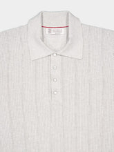 Brunello Cucinelli Light Grey Rib Knit Polo