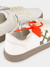 Off-White White and Khaki Vulcanized Low Leather Sneakers