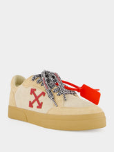Off-White Beige and Haute Red Vulcanized Low Leather Sneakers