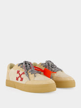 Off-White Beige and Haute Red Vulcanized Low Leather Sneakers