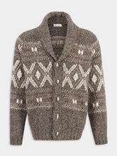 Brunello Cucinelli Brown Geometric Jacquard Alpaca Cardigan
