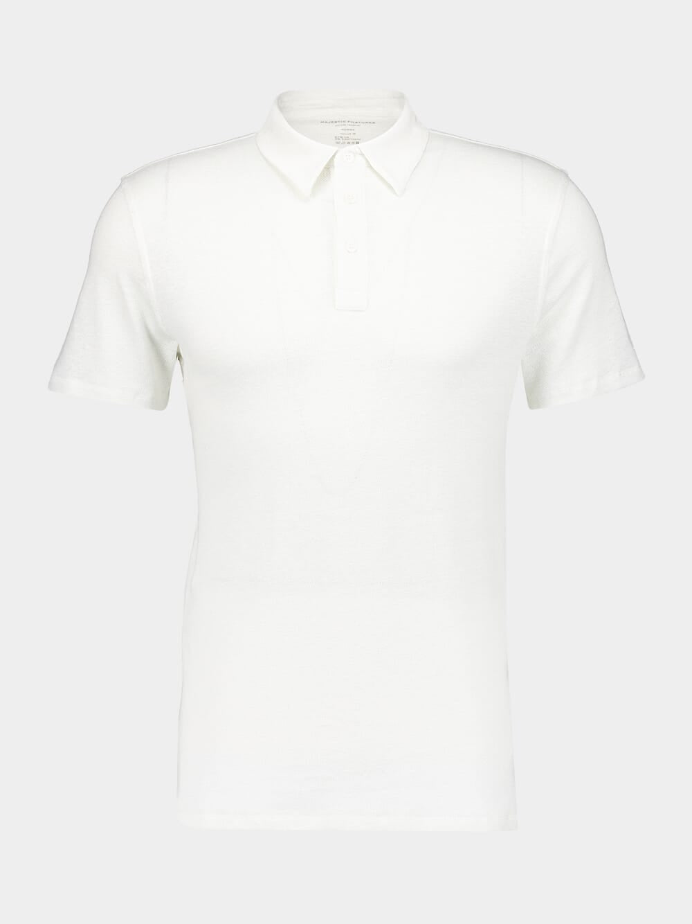 White Linen Stretch Short-Sleeved Polo Shirt