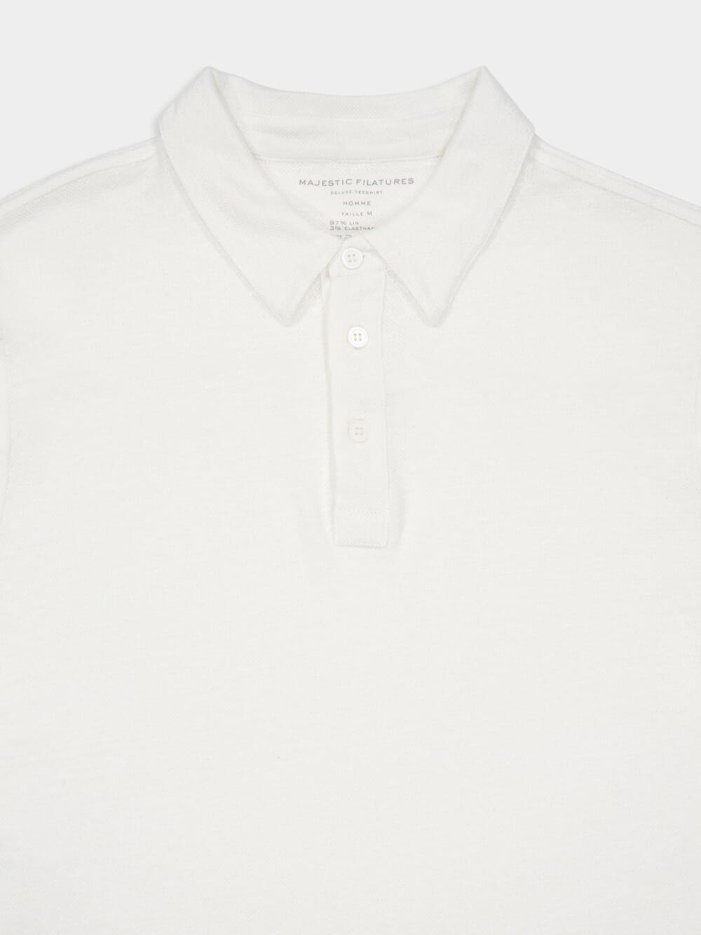 White Linen Stretch Short-Sleeved Polo Shirt