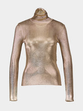 Tom Ford Gold Wet Look Viscose Knit Turtleneck