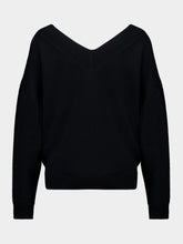Tom Ford Black Cashmere Off-the-Shoulder V-Neck Knit