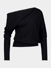 Tom Ford Black Off-Shoulder Wool-Silk Top