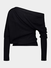 Tom Ford Black Off-Shoulder Wool-Silk Top