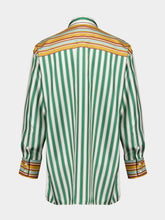 Paula Marie Green Stripes Silk Twill Shirt