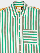 Paula Marie Green Stripes Silk Twill Shirt