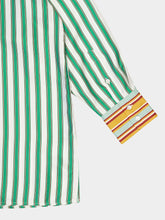 Paula Marie Green Stripes Silk Twill Shirt